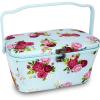 imageDritz Large Oval Blue Floral Sewing Basket