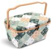 imageDritz Large Oval Sewing Basket Green Patchwork