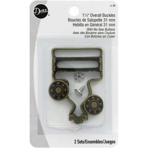 imageDritz 638 Overall Buckles with NoSew Buttons for 114Inch Antique Brass 2Count