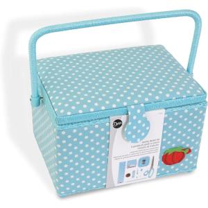 imageDritz Large Kit Aqua Dots Filled Sewing Basket