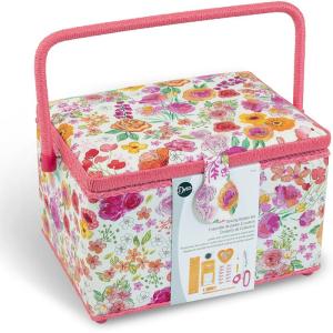 imageDritz Large Kit Pink ampamp Orange Filled Sewing Basket