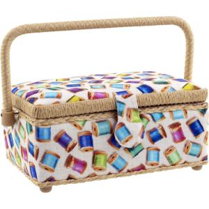 imageDritz Small Thread Sewing Basket Colorful Spools