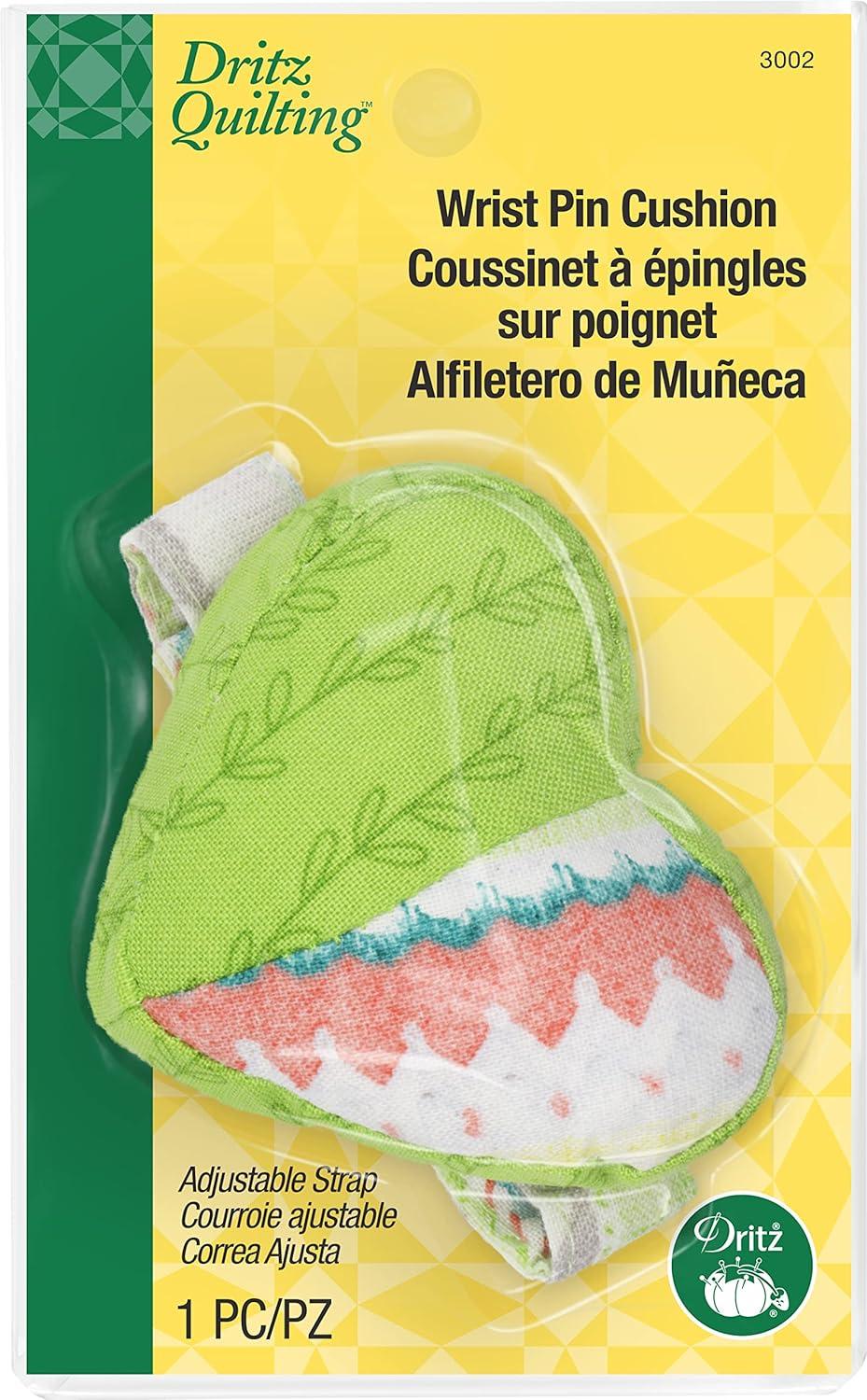 imageDritz Quilting Heart Wrist Pin Cushion with Adjustable Strap 1 Count Assorted Colors Green Pink or Purple2 inches