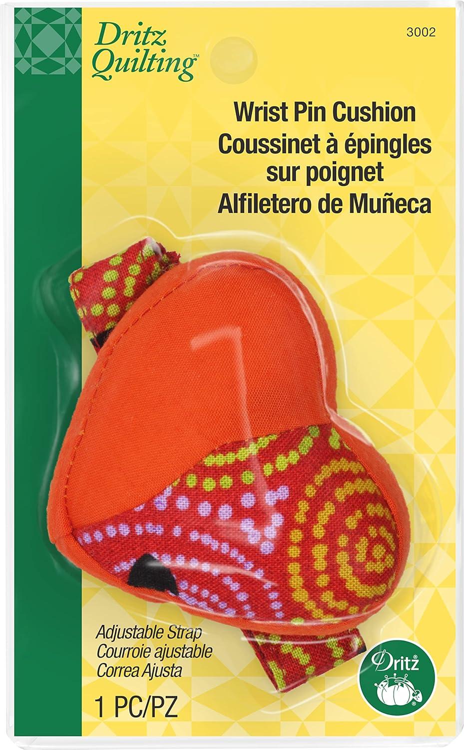 imageDritz Quilting Heart Wrist Pin Cushion with Adjustable Strap 1 Count Assorted Colors Green Pink or Purple2 inches