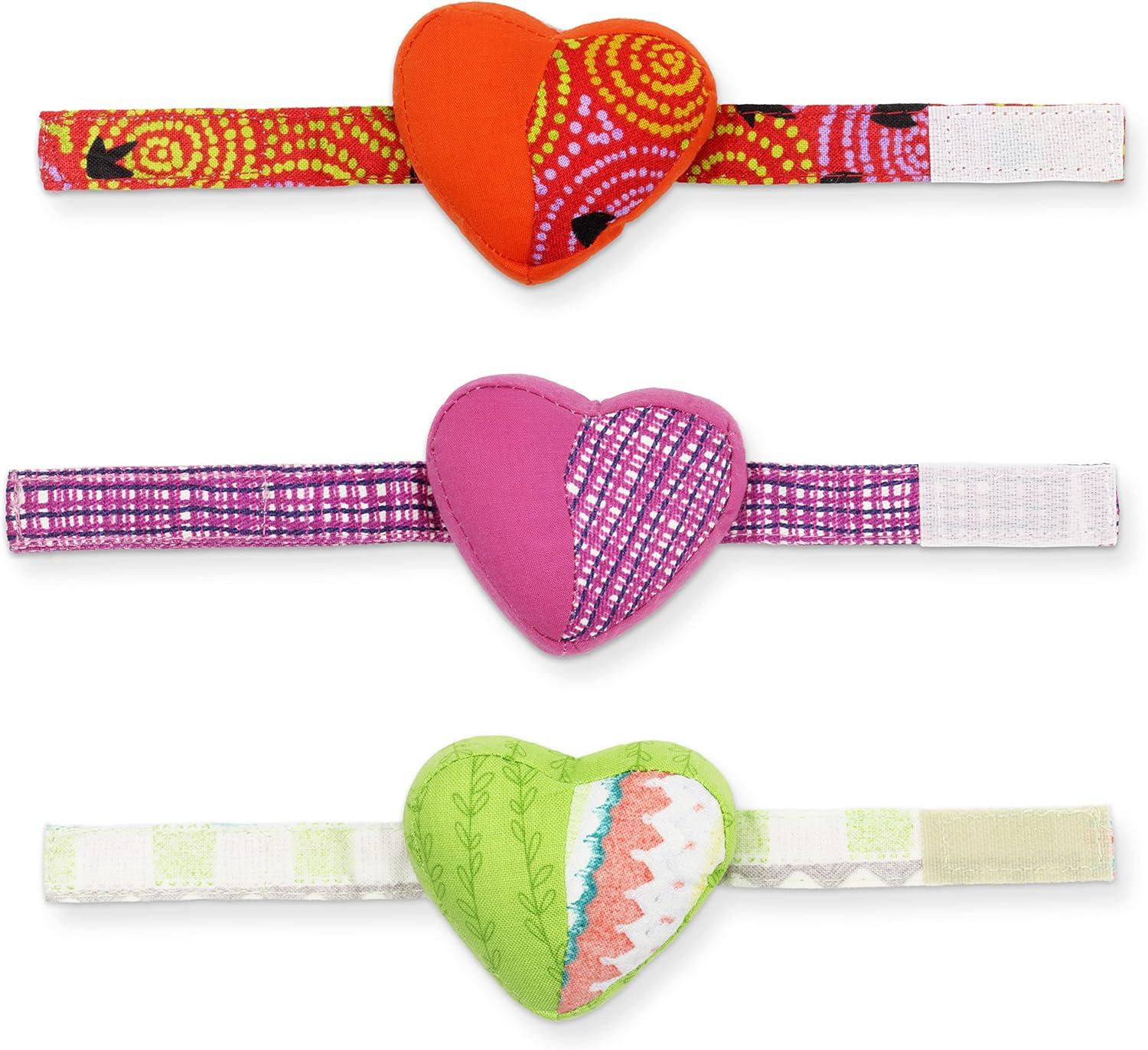 imageDritz Quilting Heart Wrist Pin Cushion with Adjustable Strap 1 Count Assorted Colors Green Pink or Purple2 inches