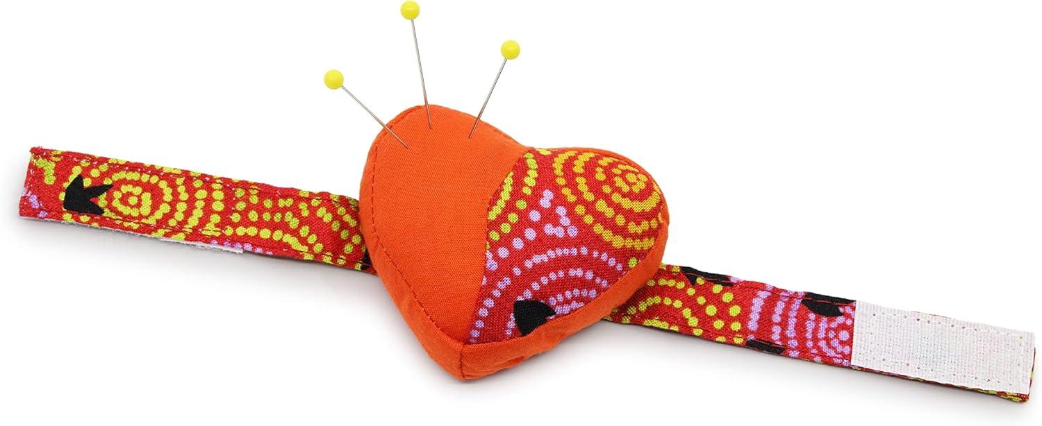 imageDritz Quilting Heart Wrist Pin Cushion with Adjustable Strap 1 Count Assorted Colors Green Pink or Purple2 inches