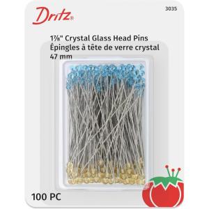 imageDritz 3035 Crystal Glass Head Pins 178Inch 100Count Blue and Yellow