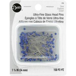 imageDritz 172 Glass Head Pins Ultra Fine 138Inch 150Count  Blue