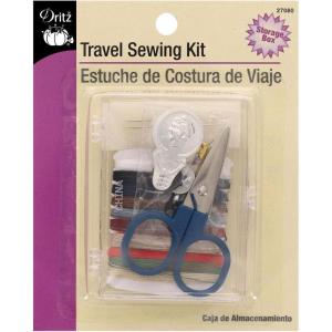 imageDritz Travel Scissors Pins Tape Measure Needles Threader Thread and Buttons Sewing Kit Multicolor10 Thread Colors