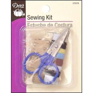 imageDritz Travel Scissors Pins Tape Measure Needles Threader Thread and Buttons Sewing Kit Multicolor6 Thread Colors