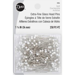 imageDritz ExtraFine Glass Head Pins 138Inch 250CountWhite
