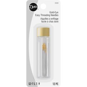 imageDritz GoldEye Easy Threading Needles Sizes 579 12 Count