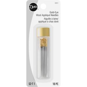 imageDritz GoldEye Wool Applique Appliqu Needles Silver 3 Count