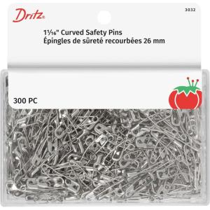 imageDritz Quilting 3032 Curved Safety Pins for Large Projects Bonus Pack Size 1 Nickel 300 Count