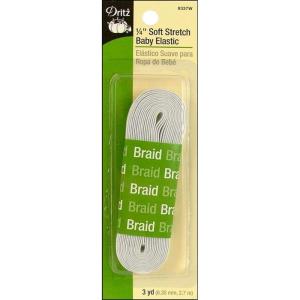 imageDritz 9337W Soft Stretch Braided Elastic White 14Inch by 3Yard14Inch by 3Yard