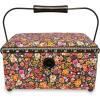 imageDritz Medium Black Floral Sewing Basket