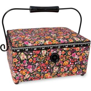 imageDritz Medium Black Floral Sewing Basket