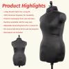 imageDritz Dress Form Cover Medium Black 100 Polyester 4Way Stretch Fabric Protects and Fits Adjustable Dress Forms and Sewing Mannequins Smooth Surface for Draping and TailoringSmall