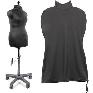 imageDritz Dress Form Cover Medium Black 100 Polyester 4Way Stretch Fabric Protects and Fits Adjustable Dress Forms and Sewing Mannequins Smooth Surface for Draping and TailoringSmall