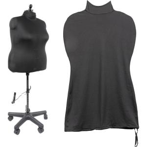 imageDritz Dress Form Cover Medium Black 100 Polyester 4Way Stretch Fabric Protects and Fits Adjustable Dress Forms and Sewing Mannequins Smooth Surface for Draping and TailoringLarge