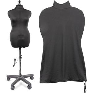 imageDritz Dress Form Cover Medium Black 100 Polyester 4Way Stretch Fabric Protects and Fits Adjustable Dress Forms and Sewing Mannequins Smooth Surface for Draping and TailoringMedium