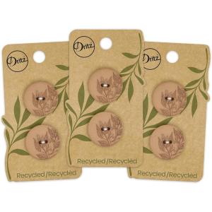imageDritz Round Floral 23mm Dark Green 6 Recycled Hemp Buttons 23 mm 6 CountLight Brown