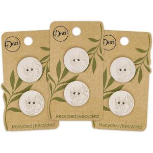 imageDritz Round Floral 23mm Dark Green 6 Recycled Hemp Buttons 23 mm 6 CountLight Grey
