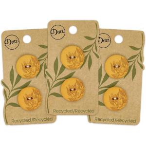 imageDritz Round Floral 23mm Dark Green 6 Recycled Hemp Buttons 23 mm 6 CountMustard