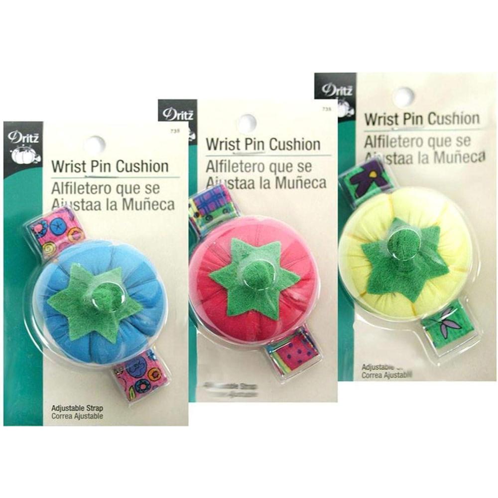 image:imageDritz Wrist Tomato Pin Cushion with Adjustable Strap Assorted Colors Pink Purple amp Teal One Size Fits All 1 Count
