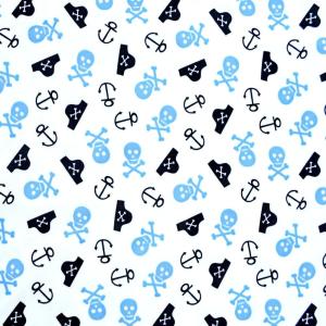 image:imageDritz Babyville Boutique 35078 PUL Fabric 64Inch x 6Yard Bolt WhiteLittle Pirates And Skulls