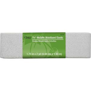 image:imageDritz Metallic Waistband Elastic 134 x 2 yd White with Silver
