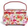 image:imageDritz Large Curved White Sewing Basket Red Floral