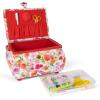 image:imageDritz Large Curved White Sewing Basket Red Floral