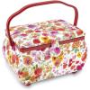 image:imageDritz Large Curved White Sewing Basket Red Floral